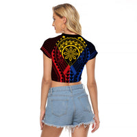 Philippines Batok Tribal Inspired Tattoo Raglan Cropped T Shirt