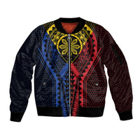 Philippines Batok Tribal Inspired Tattoo Sleeve Zip Bomber Jacket