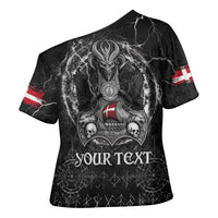 Personalized Denmark Viking Cross Shoulder Shirt Odin's Raven Legacy - Wonder Print Shop