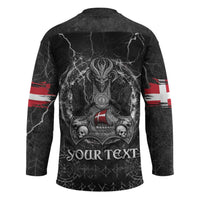 Personalized Denmark Viking Hockey Jersey Odin's Raven Legacy - Wonder Print Shop