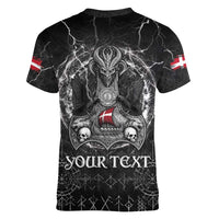 Personalized Denmark Viking Women V-Neck T-Shirt Odin's Raven Legacy - Wonder Print Shop