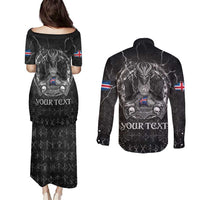 Personalized Iceland Viking Couples Matching Puletasi and Long Sleeve Button Shirt Odin's Raven Legacy - Wonder Print Shop