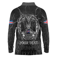 Personalized Iceland Viking Long Sleeve Polo Shirt Odin's Raven Legacy - Wonder Print Shop