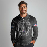 Personalized Iceland Viking Long Sleeve Polo Shirt Odin's Raven Legacy - Wonder Print Shop