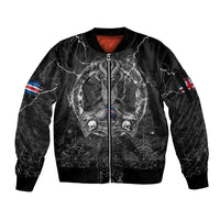 Personalized Iceland Viking Sleeve Zip Bomber Jacket Odin's Raven Legacy - Wonder Print Shop