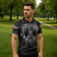 Personalized Iceland Viking Zipper Polo Shirt Odin's Raven Legacy - Wonder Print Shop
