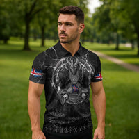 Personalized Iceland Viking Zipper Polo Shirt Odin's Raven Legacy - Wonder Print Shop