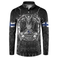 Personalized Finland Viking Button Sweatshirt Odin's Raven Legacy - Wonder Print Shop