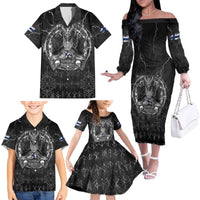 Personalized Finland Viking Family Matching Off The Shoulder Long Sleeve Dress and Hawaiian Shirt Odin's Raven Legacy - Wonder Print Shop