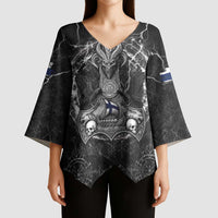 Personalized Finland Viking Kimono Sleeve Blouse Odin's Raven Legacy - Wonder Print Shop