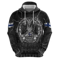 Personalized Finland Viking Zip Hoodie Odin's Raven Legacy - Wonder Print Shop