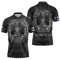 Personalized Finland Viking Zipper Polo Shirt Odin's Raven Legacy - Wonder Print Shop