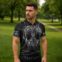 Personalized Finland Viking Zipper Polo Shirt Odin's Raven Legacy - Wonder Print Shop