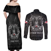 Personalized Greenland Viking Couples Matching Off Shoulder Maxi Dress and Long Sleeve Button Shirt Odin's Raven Legacy - Wonder Print Shop