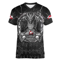 Personalized Greenland Viking Women V-Neck T-Shirt Odin's Raven Legacy - Wonder Print Shop