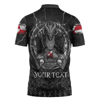 Personalized Greenland Viking Zipper Polo Shirt Odin's Raven Legacy - Wonder Print Shop