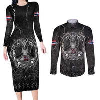 Personalized Norway Viking Couples Matching Long Sleeve Bodycon Dress and Long Sleeve Button Shirt Odin's Raven Legacy - Wonder Print Shop