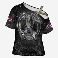 Personalized Norway Viking Cross Shoulder Shirt Odin's Raven Legacy - Wonder Print Shop