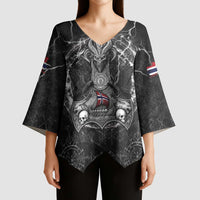 Personalized Norway Viking Kimono Sleeve Blouse Odin's Raven Legacy - Wonder Print Shop