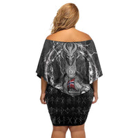 Personalized Norway Viking Off Shoulder Short Dress Odin's Raven Legacy - Wonder Print Shop
