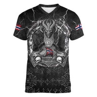 Personalized Norway Viking Women V-Neck T-Shirt Odin's Raven Legacy - Wonder Print Shop