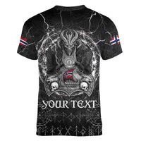 Personalized Norway Viking Women V-Neck T-Shirt Odin's Raven Legacy - Wonder Print Shop