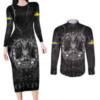 Personalized Sweden Viking Couples Matching Long Sleeve Bodycon Dress and Long Sleeve Button Shirt Odin's Raven Legacy - Wonder Print Shop