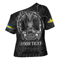 Personalized Sweden Viking Cross Shoulder Shirt Odin's Raven Legacy - Wonder Print Shop