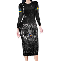 Personalized Sweden Viking Family Matching Long Sleeve Bodycon Dress and Hawaiian Shirt Odin's Raven Legacy - Wonder Print Shop