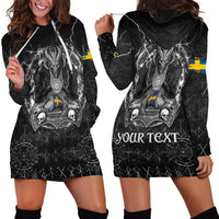 Personalized Sweden Viking Hoodie Dress Odin's Raven Legacy - Wonder Print Shop