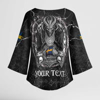 Personalized Sweden Viking Kimono Sleeve Blouse Odin's Raven Legacy - Wonder Print Shop