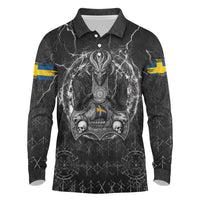 Personalized Sweden Viking Long Sleeve Polo Shirt Odin's Raven Legacy - Wonder Print Shop