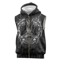 Personalized Sweden Viking Sleeveless Zip Hoodie Odin's Raven Legacy - Wonder Print Shop