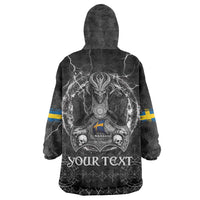 Personalized Sweden Viking Wearable Blanket Hoodie Odin's Raven Legacy - Wonder Print Shop