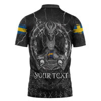 Personalized Sweden Viking Zipper Polo Shirt Odin's Raven Legacy - Wonder Print Shop