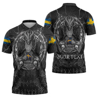 Personalized Sweden Viking Zipper Polo Shirt Odin's Raven Legacy - Wonder Print Shop