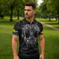 Personalized Sweden Viking Zipper Polo Shirt Odin's Raven Legacy - Wonder Print Shop