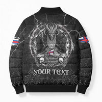 Personalized Faroe Islands Viking Bomber Puffer Jacket Odin's Raven Legacy - Wonder Print Shop