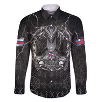 Personalized Faroe Islands Viking Family Matching Off The Shoulder Long Sleeve Dress and Hawaiian Shirt Odin's Raven Legacy - Wonder Print Shop