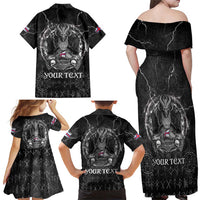 Personalized Faroe Islands Viking Family Matching Off Shoulder Maxi Dress and Hawaiian Shirt Odin's Raven Legacy - Wonder Print Shop