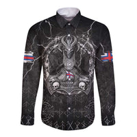 Personalized Faroe Islands Viking Long Sleeve Button Shirt Odin's Raven Legacy - Wonder Print Shop