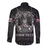 Personalized Faroe Islands Viking Long Sleeve Button Shirt Odin's Raven Legacy - Wonder Print Shop