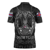 Personalized Faroe Islands Viking Zipper Polo Shirt Odin's Raven Legacy - Wonder Print Shop