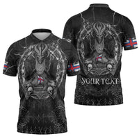 Personalized Faroe Islands Viking Zipper Polo Shirt Odin's Raven Legacy - Wonder Print Shop