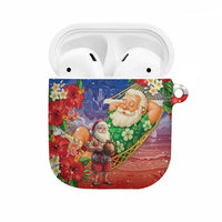 Dominican Republic Christmas AirPods Case Santa Relaxing On The Beach - Wonder Print Shop