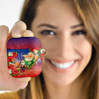 Dominican Republic Christmas AirPods Case Santa Relaxing On The Beach - Wonder Print Shop