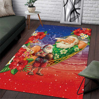Dominican Republic Christmas Area Rug Santa Relaxing On The Beach - Wonder Print Shop