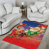 Dominican Republic Christmas Area Rug Santa Relaxing On The Beach - Wonder Print Shop