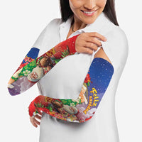 Dominican Republic Christmas Arm Sleeves Santa Relaxing On The Beach - Wonder Print Shop