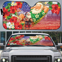 Dominican Republic Christmas Auto Sun Shade Santa Relaxing On The Beach - Wonder Print Shop